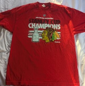 Reebok Red Chicago Blackhawks‎ Stanley Cup Champions T-Shirt